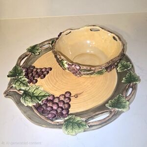 Grape Vine Ceramic Serving Set with Bowl